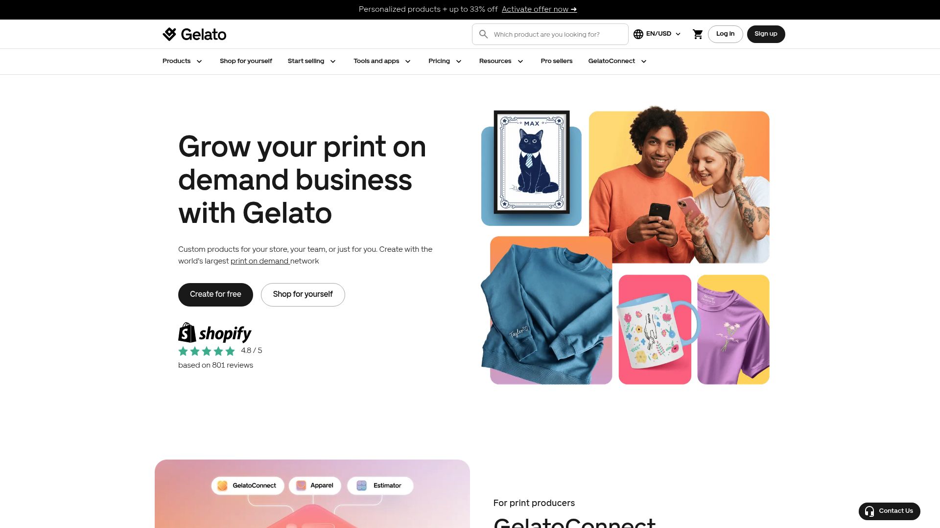 Gelato website screenshot