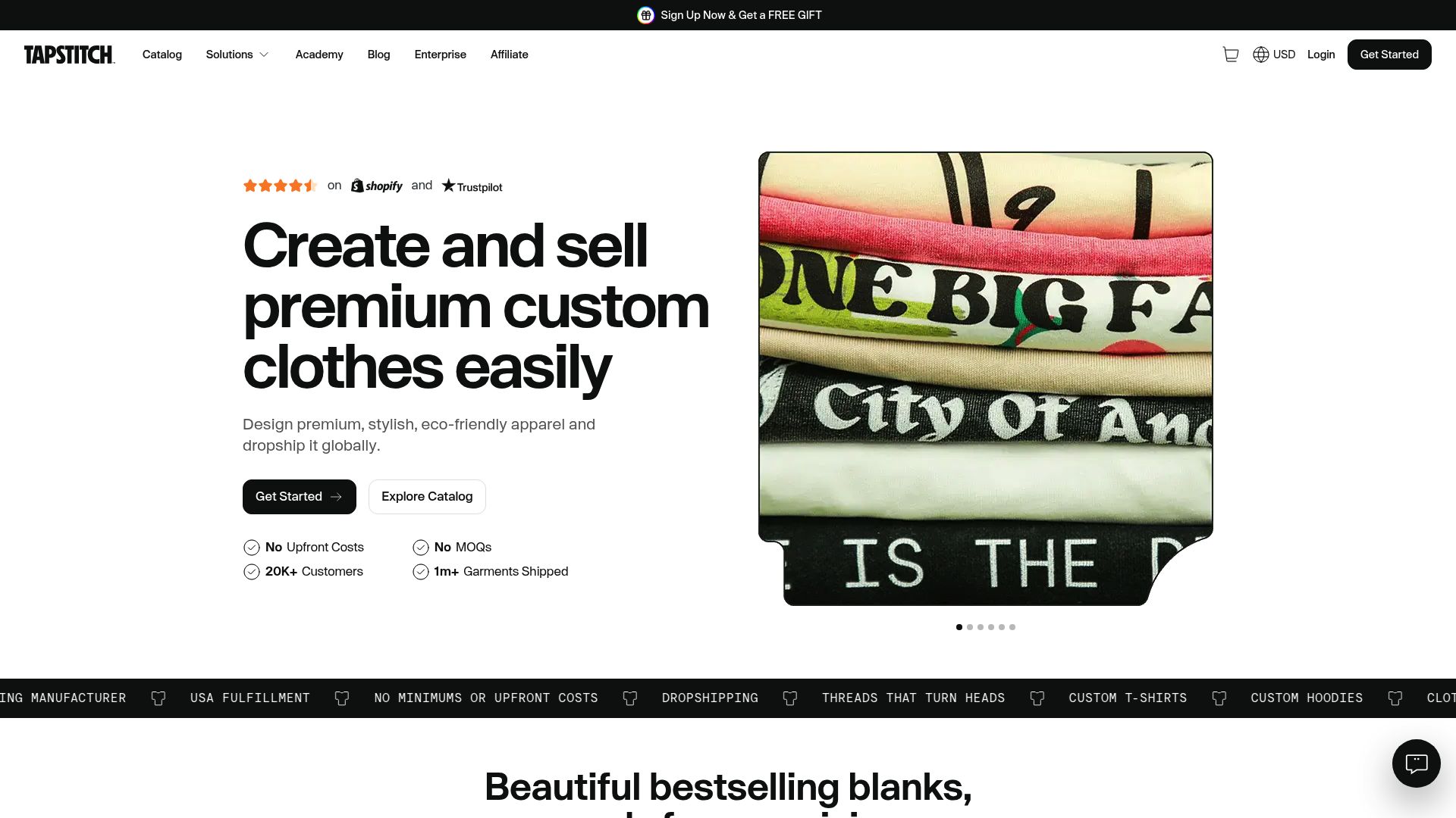 Tapstitch website screenshot